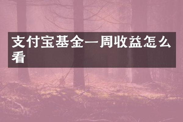 支付宝基金一周收益怎么看