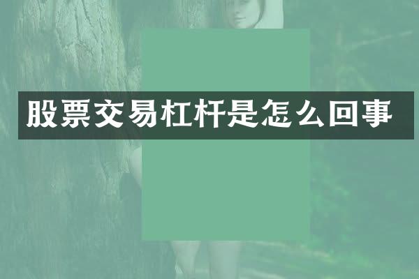 股票交易杠杆是怎么回事