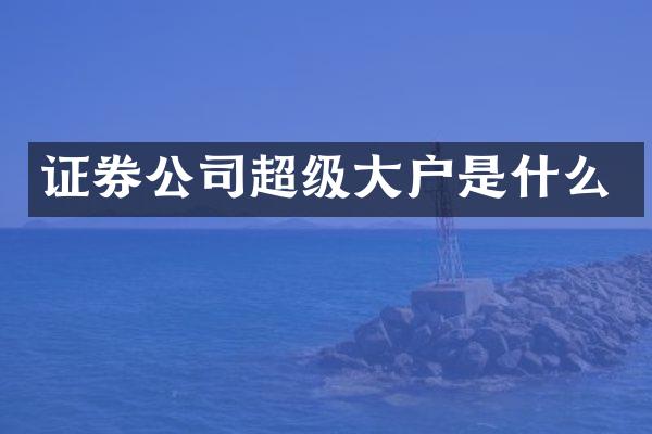 证券公司超级大户是什么