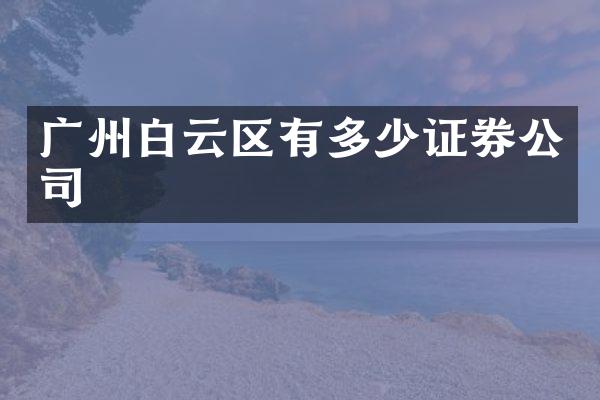 广州白云区有多少证券公司