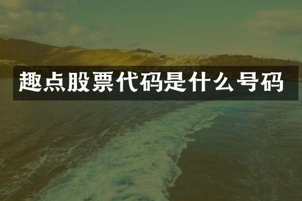 趣点股票代码是什么号码