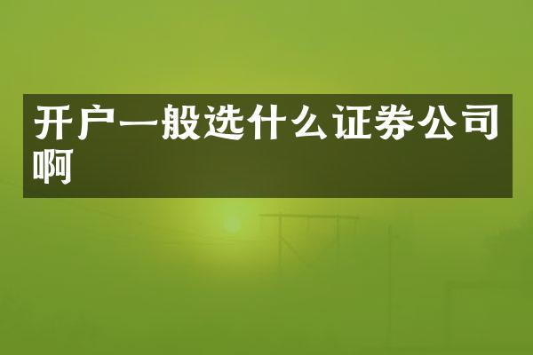 开户一般选什么证券公司啊