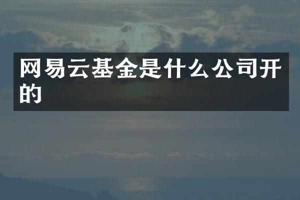 网易云基金是什么公司开的