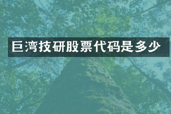 巨湾技研股票代码是多少