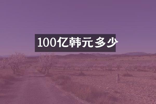 100亿韩元多少