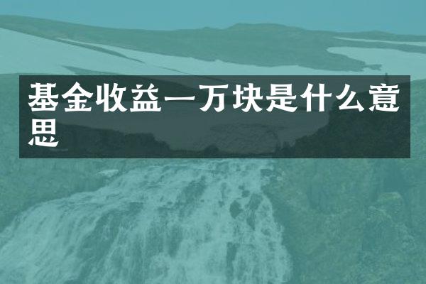 基金收益一万块是什么意思