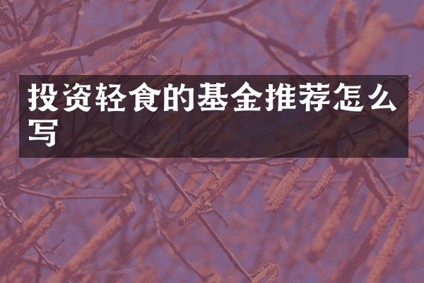 投资轻食的基金推荐怎么写