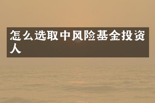 怎么选取中风险基金投资人