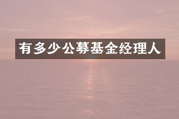 有多少公募基金经理人