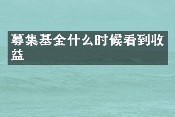 募集基金什么时候看到收益