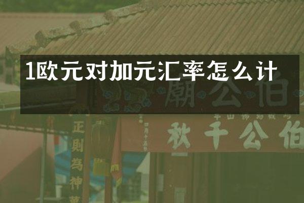 1欧元对加元汇率怎么计算