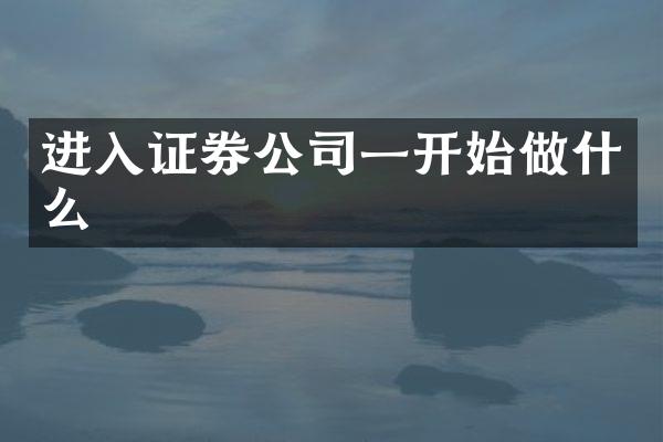 进入证券公司一开始做什么