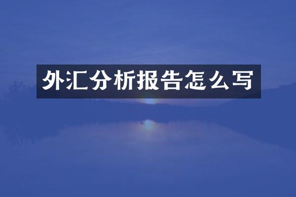 外汇分析报告怎么写