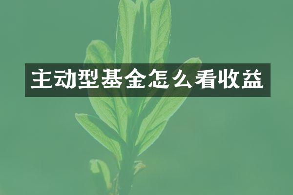 主动型基金怎么看收益