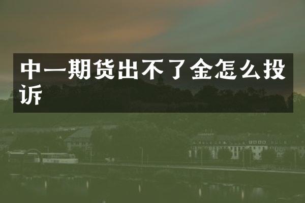 中一期货出不了金怎么投诉