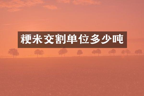 粳米交割单位多少吨