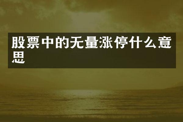股票中的无量涨停什么意思