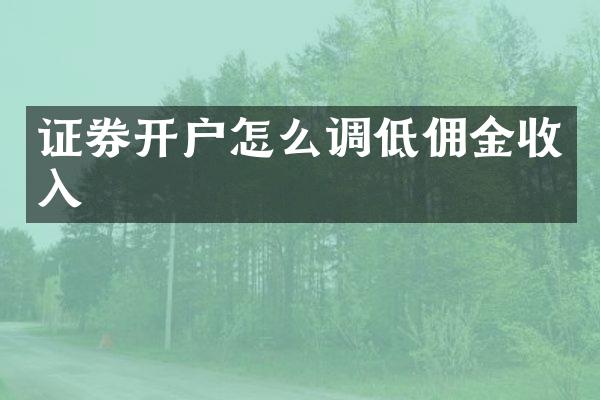 证券开户怎么调低佣金收入