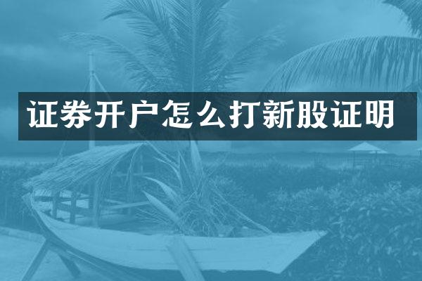证券开户怎么打新股证明