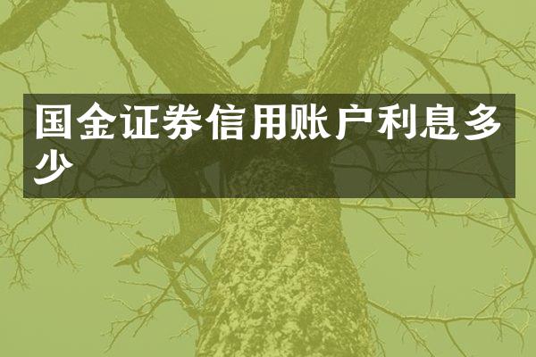 国金证券信用账户利息多少