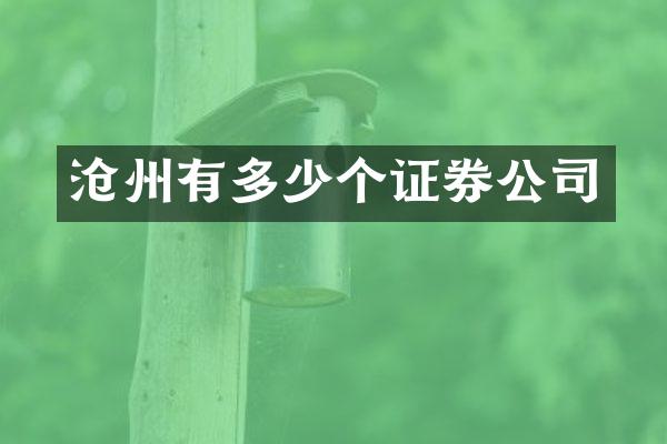 沧州有多少个证券公司