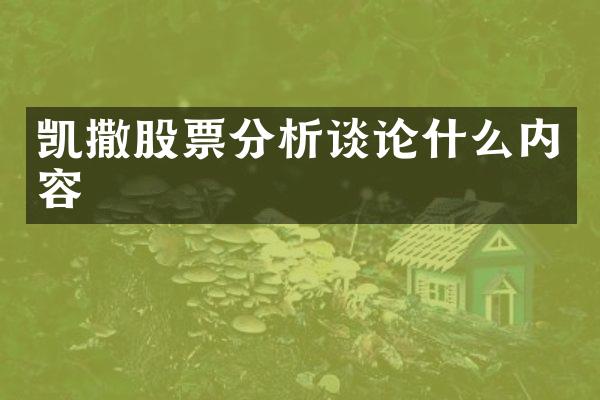 凯撒股票分析谈论什么内容