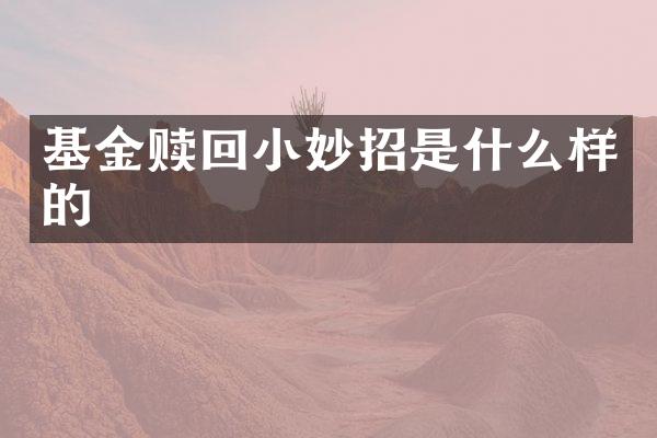 基金赎回小妙招是什么样的