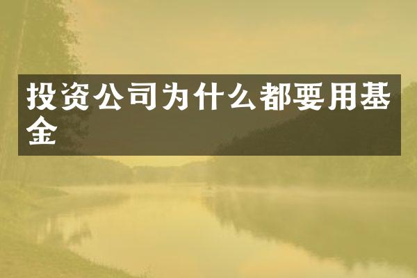 投资公司为什么都要用基金