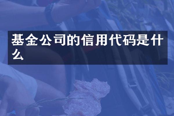 基金公司的信用代码是什么