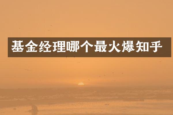 基金经理哪个最火爆知乎