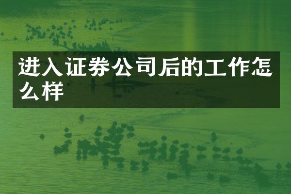 进入证券公司后的工作怎么样