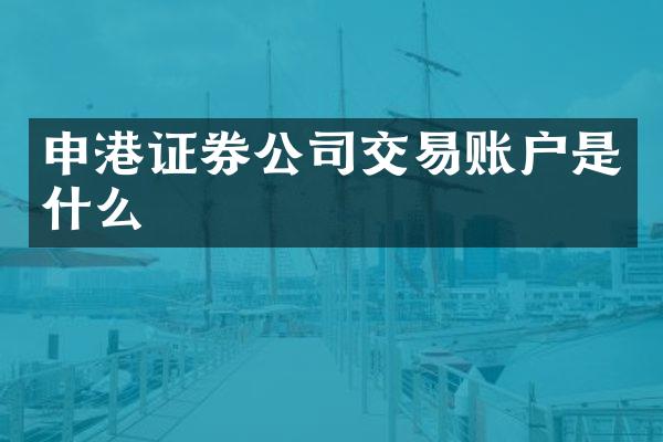 申港证券公司交易账户是什么