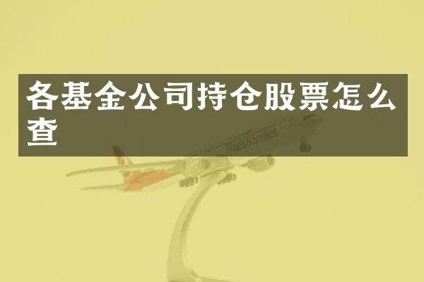 各基金公司持仓股票怎么查
