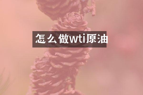 怎么做wti原油