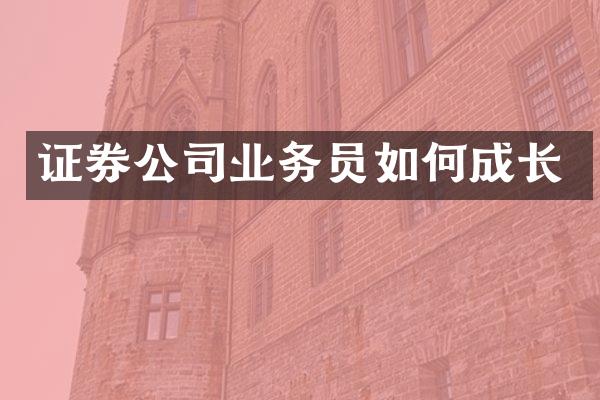 证券公司业务员如何成长