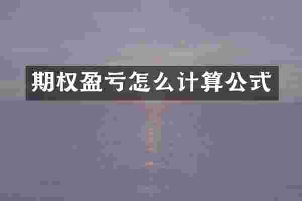 期权盈亏怎么计算公式