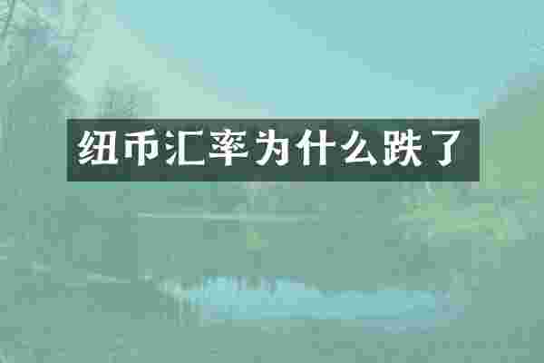 纽币汇率为什么跌了