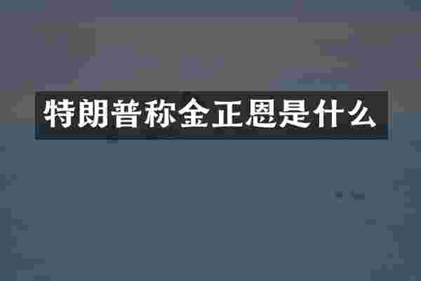 特朗普称金是什么