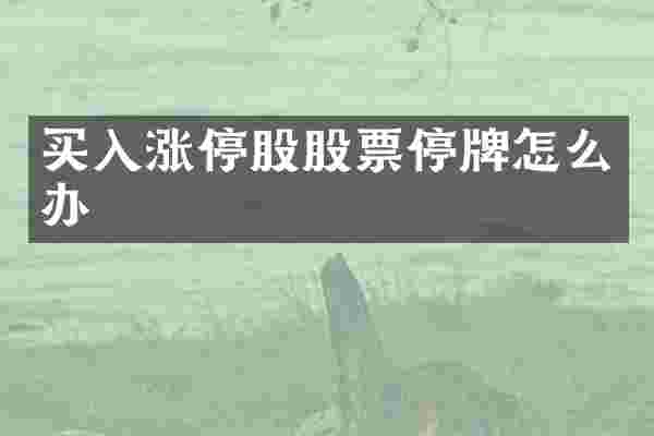 买入涨停股股票停牌怎么办