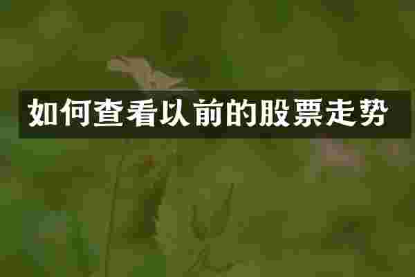 如何查看以前的股票走势