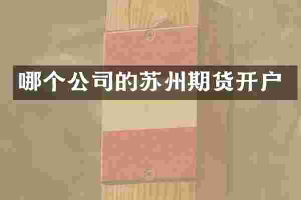 哪个公司的苏州期货开户