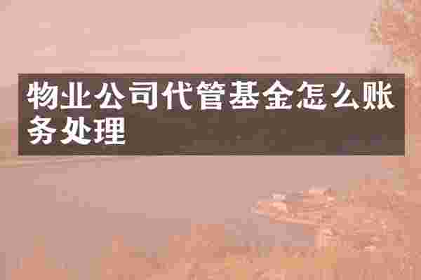 物业公司代管基金怎么账务处理