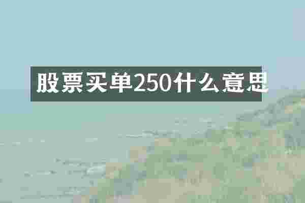 股票买单250什么意思