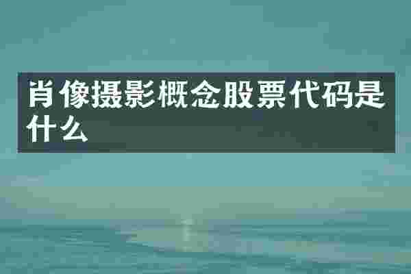 肖像摄影概念股票代码是什么