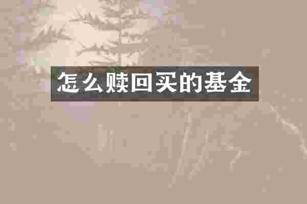 怎么赎回买的基金