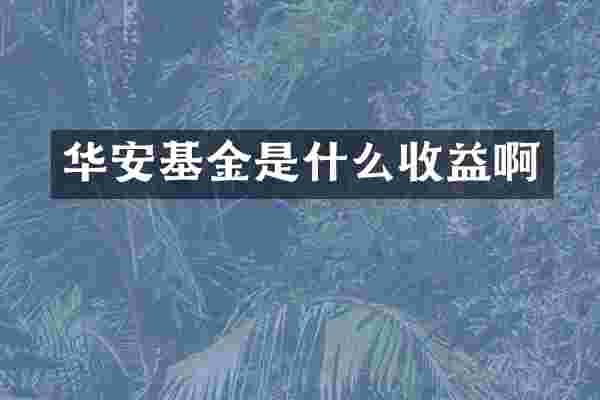 华安基金是什么收益啊