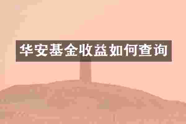 华安基金收益如何查询