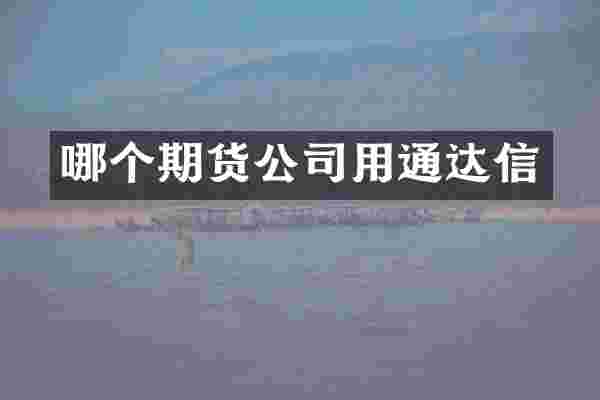 哪个期货公司用通达信
