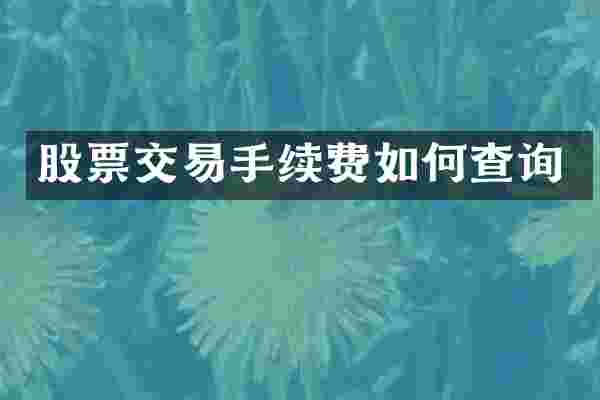 股票交易手续费如何查询