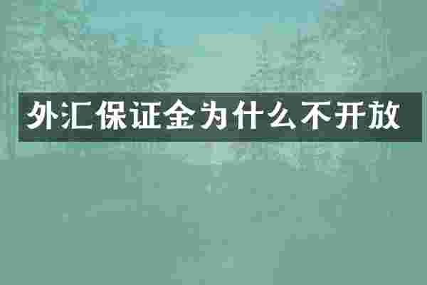 外汇保证金为什么不开放